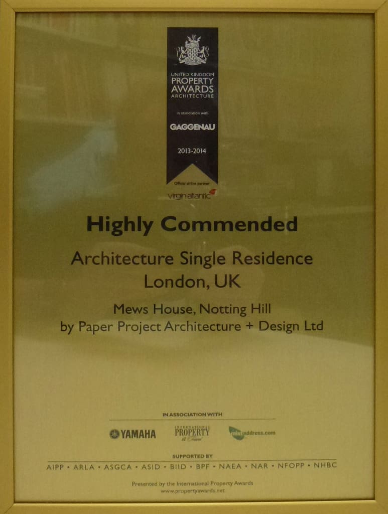Award for Notting Hill mews house